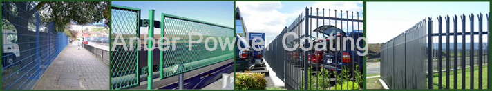 Application of powder coated mesh fence